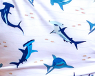 Shark-themed short sleeve or long sleeve pajama set with soft, hypoallergenic bamboo fabric for lightweight, breathable comfort.